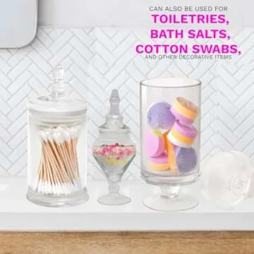 Elegant Mantello Glass Apothecary Jars Set of 3 for Home Decor