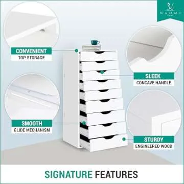 Naomi Home Stylish 9 Drawer Tall Dresser for Bedroom