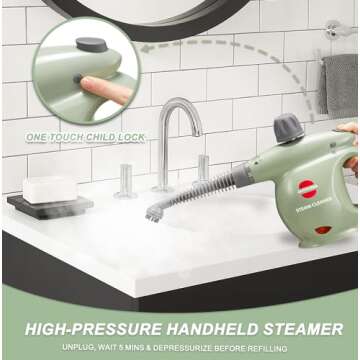 Outspurge Handheld Steam Cleaner - 13 Accessories & Safety Lock for Deep Cleaning