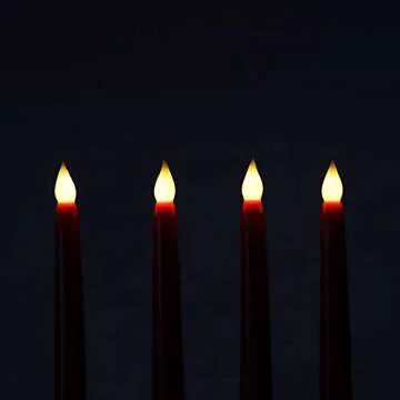 Rhytsing Red 10.8" Flameless Taper Candles with Timer, Battery Operated Candles with Remote, Smooth ...