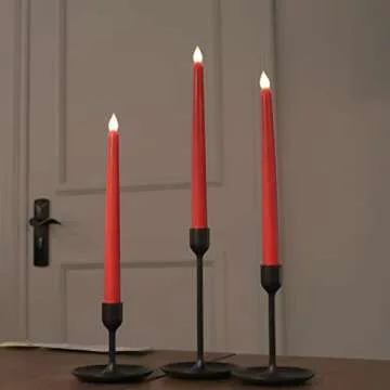 Rhytsing Red 10.8" Flameless Taper Candles with Timer, Battery Operated Candles with Remote, Smooth Wax Finish, Warm White LED, 8 Batteries Included - Set of 4