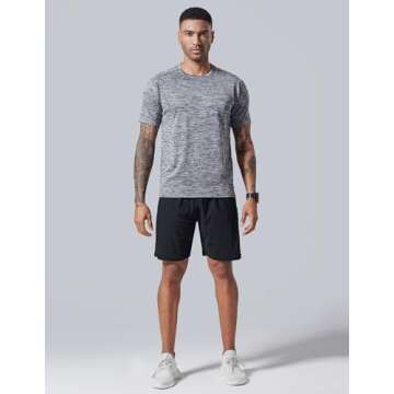 5 Pack Men’s Active Quick Dry Crew Neck T Shirts | Athletic Running Gym Workout Short Sleeve Tee T...