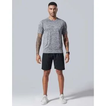 5 Pack Men’s Active Quick Dry Crew Neck T Shirts | Athletic Running Gym Workout Short Sleeve Tee T...
