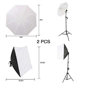 2.6 x 2M/8.5 x 6.5FT Background Support System and 5500K Umbrellas Softbox Continuous Lighting Kit f...