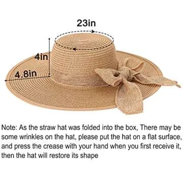 Double Couple Womens Straw Hat Wide Brim Floppy Beach Sun Hat for Women UPF 50+ Adjustable Strap Vacation