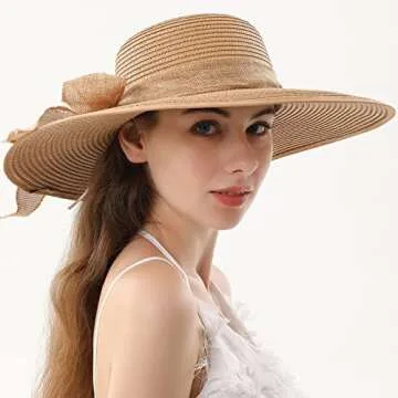 Double Couple Womens Straw Hat Wide Brim Floppy Beach Sun Hat for Women UPF 50+ Adjustable Strap Vacation