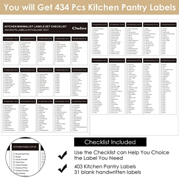 Cludoo Pantry Labels Set: 434 Pcs for Perfect Organization