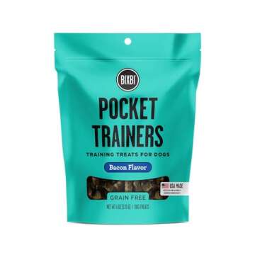BIXBI Pocket Trainers, Bacon (6 oz, 1 Pouch) - Small Training Treats for Dogs - Low Calorie and Grai...