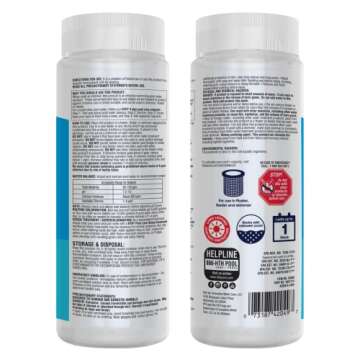 HTH 42049 Pool Care 1" Chlorine Tabs, Swimming Pool Sanitizer with Added Clarifier - Eliminates Bacteria & Algae, Makes Water Clean & Crystal Clear, Sanitizes & Protects - Slow Dissolving, 1.5 lbs