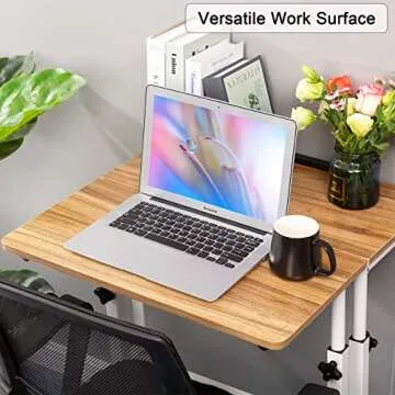 Hadulcet Small Standing Desk, Mobile Standing Desk Adjustable, Standing Laptop Cart, Rolling Computer Cart, Portable Standing Desk on Wheels, Stand Up Desk for Over Treadmill & Drawing, Vintage Oak