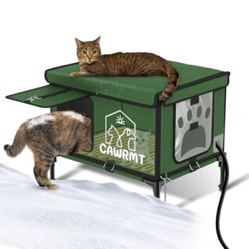 Unbreakable Heated Cat House for Outdoor Cat in Winter, Waterproof & Windproof, Insulated Feral Cat ...