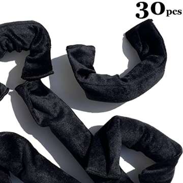 Aimin Hair Soft Overnight Hair Rollers No Heat Sleep In Hair Curlers For Thick Hair Large Cloth Pillow Sponge Foam DIY Hair Rollers Gift Product (30 pcs, black) …