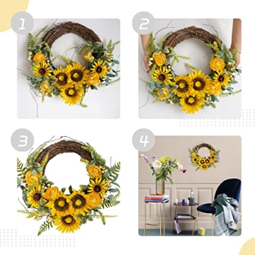 Bibelot 16 Inch Sunflower Wreath for Home Decor