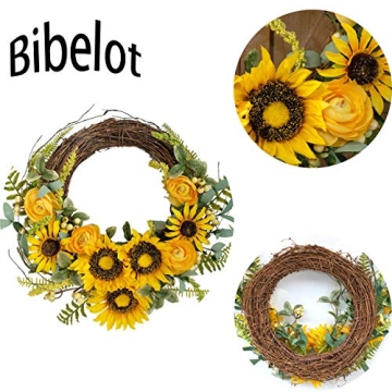 Bibelot 16 Inch Sunflower Wreath for Home Decor