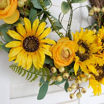 Bibelot 16 Inch Sunflower Wreath for Home Decor