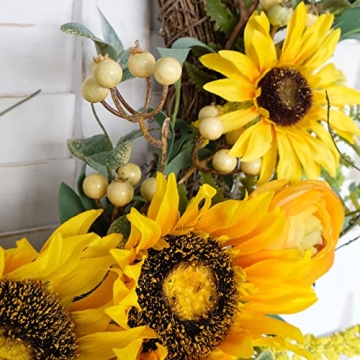 Bibelot 16 Inch Sunflower Wreath for Home Decor