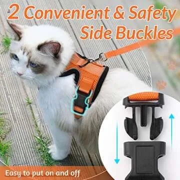 rabbitgoo Cat Harness and Leash for Walking, Escape Proof Soft Adjustable Vest Harnesses for Cats, Easy Control Breathable Reflective Strips Jacket, Orange, S