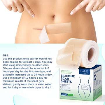 Silicone Scar Sheets (1.6”x 130”, 3.3M), Professional Silicone Scar Tape, Silicone Scar Strips, Reusable Scar Removal Sheets for Surgical Scars, C-Section, Surgery, Burn, Keloid, Acne