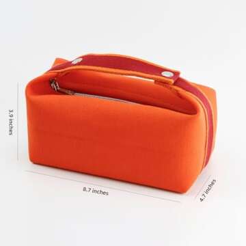 TOPASION Fashion Portable Canvas Makeup Bag, Cosmetic Bag Organizer, Travel Toiletry Bag for Women and Girls (Orange)
