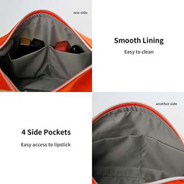 TOPASION Fashion Portable Canvas Makeup Bag, Cosmetic Bag Organizer, Travel Toiletry Bag for Women and Girls (Orange)