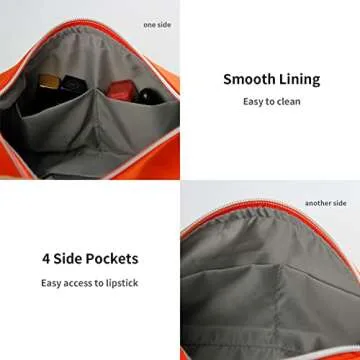 TOPASION Fashion Portable Canvas Makeup Bag, Cosmetic Bag Organizer, Travel Toiletry Bag for Women and Girls (Orange)