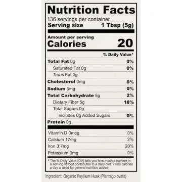 Anthony's Organic Whole Psyllium Husks for Gut Health