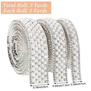 Outus Pearl Stickers 3 Rolls Self-Adhesive for DIY Crafts