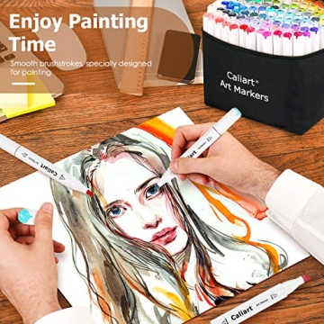 Caliart Markers - 100 Colors Alcohol-Based Dual Tip Art Pens
