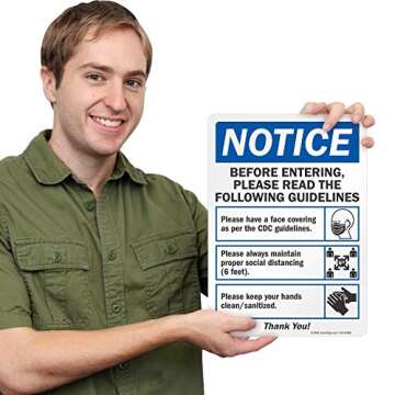 SmartSign Social Distancing Safety Sign, USA-Made