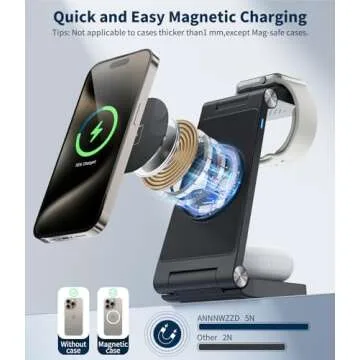 Magnetic Wireless Mag-Safe Charging Station, 3 in 1 Fast Max Charging for iPhone 16 15 14 13 12 Pro Max Plus, Charger Stand for Apple Watch Series & Air pods 4 3 2 Pro, for Your Gifts