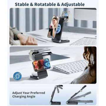 Magnetic Wireless Mag-Safe Charging Station, 3 in 1 Fast Max Charging for iPhone 16 15 14 13 12 Pro Max Plus, Charger Stand for Apple Watch Series & Air pods 4 3 2 Pro, for Your Gifts