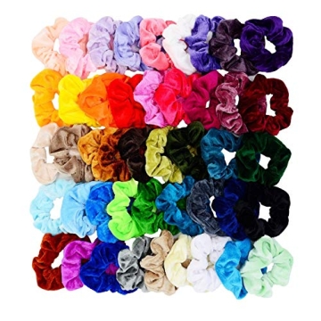 Chloven 45 Pcs Vibrant Velvet Scrunchies for Women & Girls