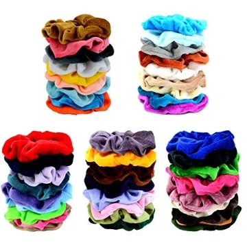 Chloven 45 Pcs Velvet Scrunchies - Vibrant Hair Accessories