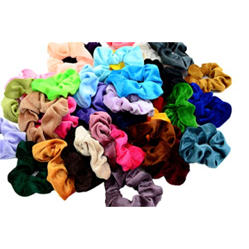 Chloven 45 Pcs Velvet Scrunchies - Vibrant Hair Accessories