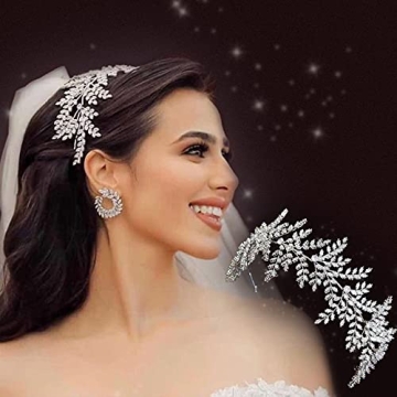 Jorsnovs Full Cubic Zirconia Wedding Tiaras Bridal Crowns CZ Zircon Hairband Birthday Queen Party Sw...