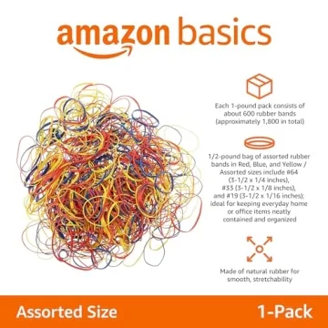 Amazon Basics Assorted Rubber Bands 0.5 lb Pack