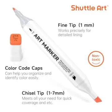 Shuttle Art 205 Colors Dual Tip Alcohol Markers, 204 Colors Permanent Marker Plus 1 Blender 1 Marker Pad 1 Case and Color Chart for Kids Adult Artist Drawing Coloring Books Sketching Card Making