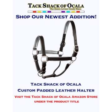 Tack Shack of Ocala Leather Halter with Customized Engraved Name Plate (Horse)