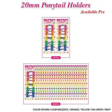 20 Pcs Hair Ties 20mm Ball Bubble Ponytail Holders Colorful Clear Assorted Elastic Accessories for Kids Children Girls (Clear)