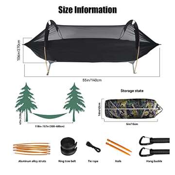 Camping Hammock with Mosquito Net and Rainfly Cover,Camping Hammock,Lightweight Portable Hammock,Wat...