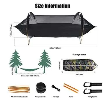Camping Hammock with Mosquito Net and Rainfly Cover, Lightweight Portable Hammock for Outdoor Backpa...