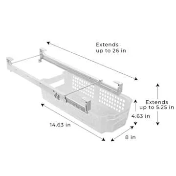 Smart Design Adjustable Pull Out Refrigerator Drawer - Medium, Set of 3 - Extendable Rails and Handle - BPA Free - Holds 15 lbs - Fridge Bin, Freezer, Pantry Food Storage Organizer - Kitchen - Clear