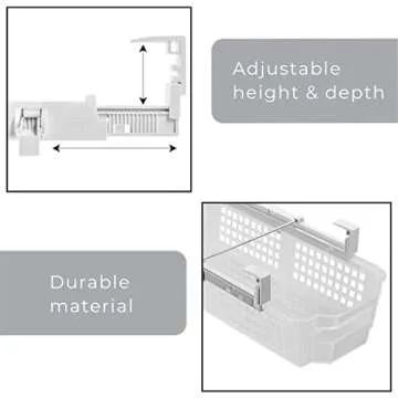 Smart Design Adjustable Pull Out Refrigerator Drawer - Medium, Set of 3 - Extendable Rails and Handle - BPA Free - Holds 15 lbs - Fridge Bin, Freezer, Pantry Food Storage Organizer - Kitchen - Clear