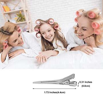 HiJeaton 60Pcs Duck Bill Hair Clips Metal Styling Hair Clips, Alligator Curl Clips, Single Prong Hai...