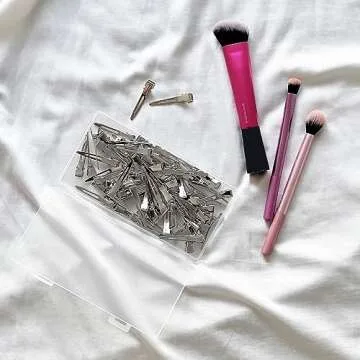 HiJeaton 60Pcs Duck Bill Hair Clips Metal Styling Hair Clips, Alligator Curl Clips, Single Prong Hair Clip for Thick Hair Sectioning, Salon, Bows DIY (Small)