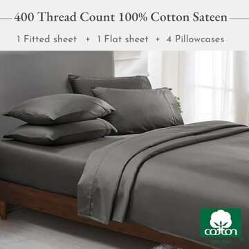 California Design Den 6-Pc King Size Sheet Set with 4 Pillowcases - Soft 400 Thread Count 100% Cotto...