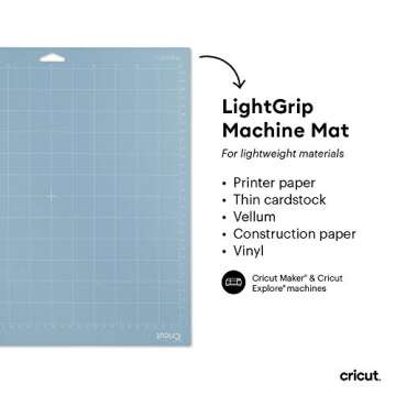 Cricut LightGrip Cutting Mats 12in x 12in, Reusable Cutting Mats for Crafts with Protective Film, Use with Printer Paper, Vellum, Light Cardstock & More for Cricut Explore & Maker (3 Count)