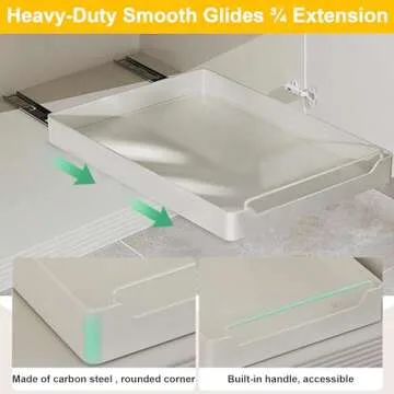 2 Pack Pull Out Cabinet Organizer, Heavy Duty Slide Out Pantry Shelves with Fixed Adhesive Nano Tapes, Pull Out Drawers for Kitchen, Bathroom, Living Room, Office, Home Cabinets, Off-White