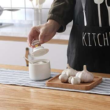 ONTUBE Porcelain Sugar Bowl with Crystal Lid and Spoon,8oz White (Crystal gold)