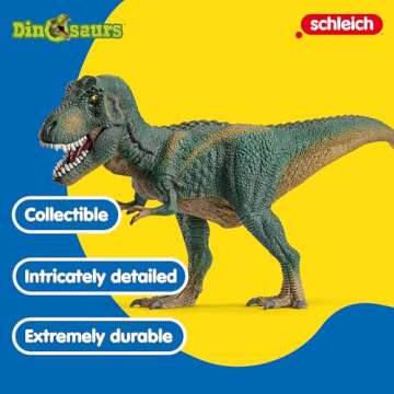 schleich DINOSAURS — Tyrannosaurus Rex, T-Rex Toy with Realistic Detail and Movable Jaw, Imagination-Inspiring Dinosaur Toys for Girls and Boys Ages 4+, Dark Green
